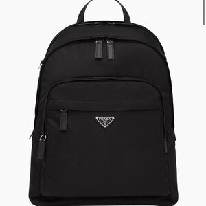 Prada Black Nylon Saffiano Leather Backpack New Authentic with Tags